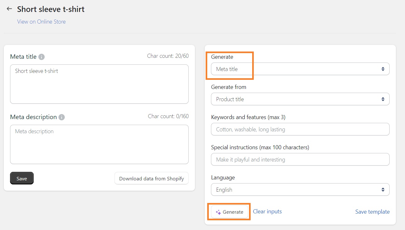 Generate meta description with TinySEO