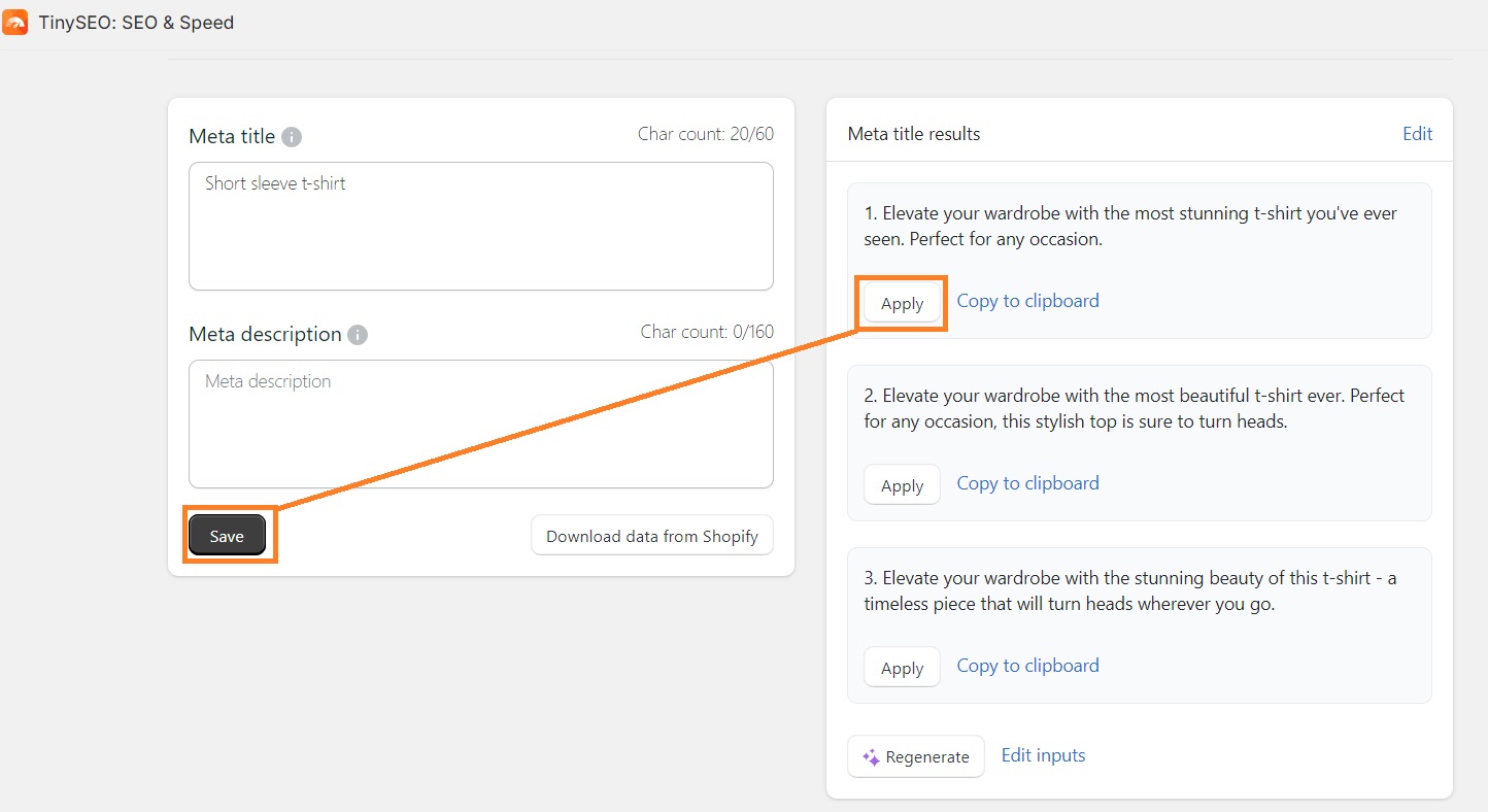 Save generated metadata with TinySEO