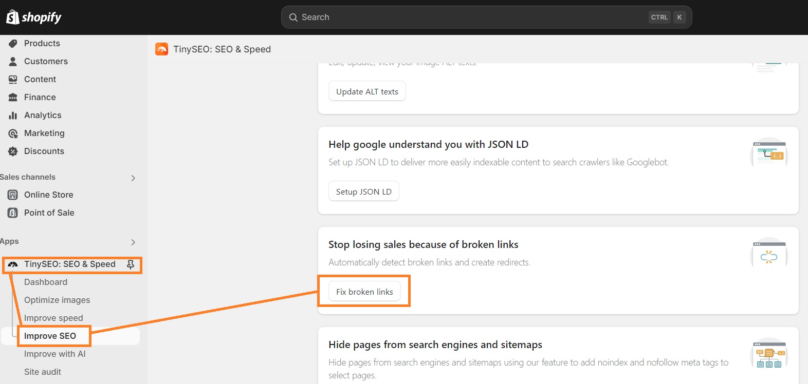 Improve SEO and fix broken links on TinySEO