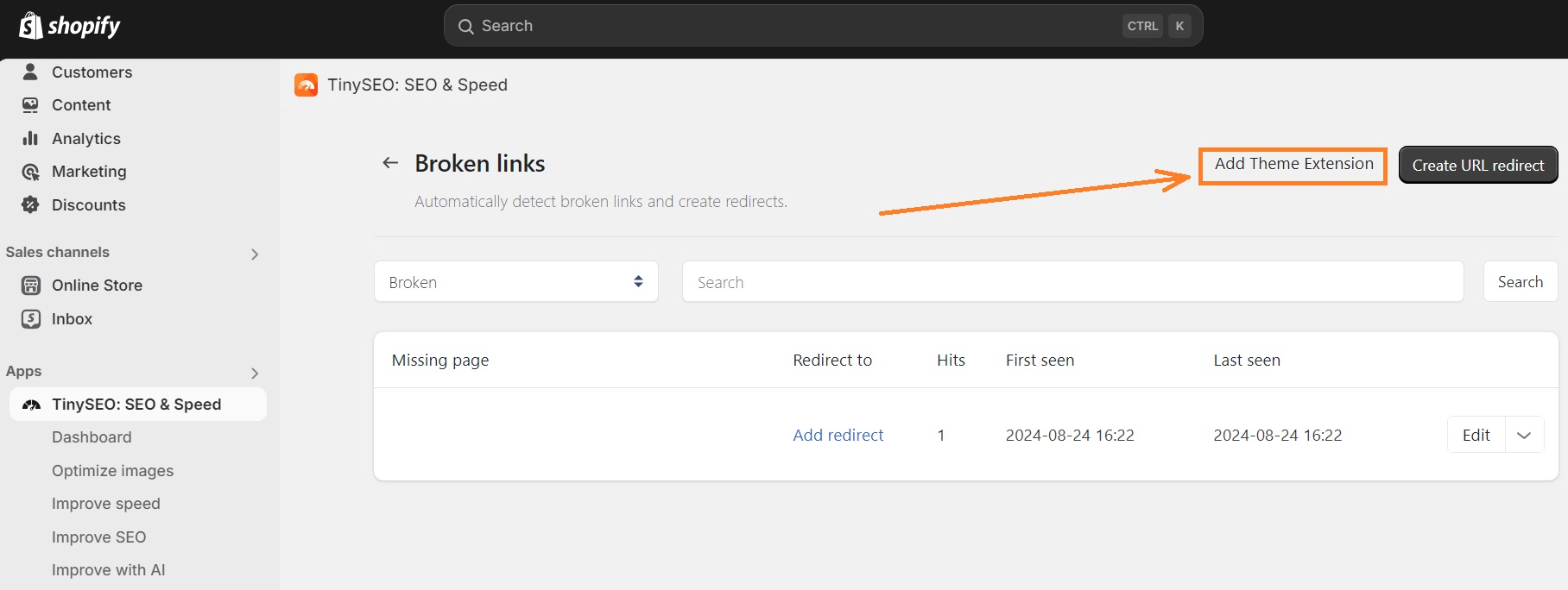 Enable broken link detection on TinySEO