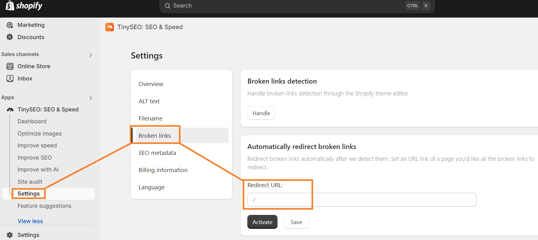 Automating broken link redirect on TinySEO
