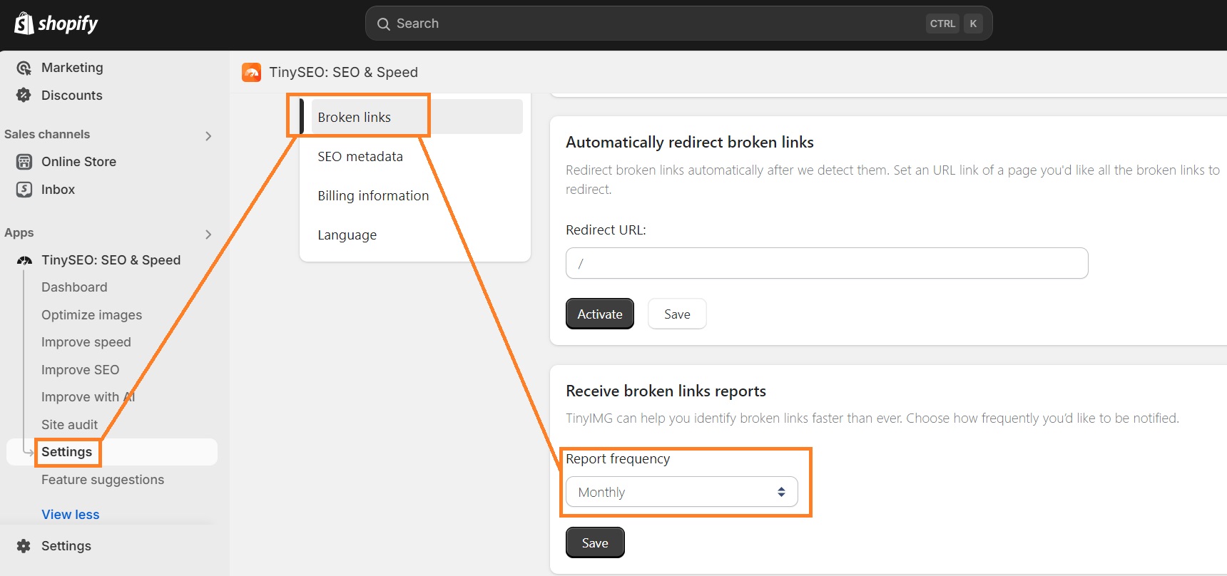 Receive broken links reports by TinySEO