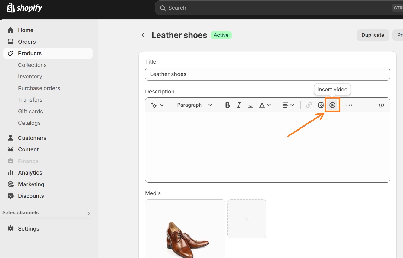 Add a video to your Shopify product description