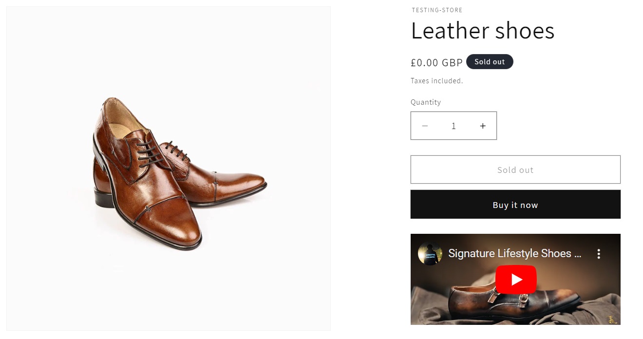 example of a video embedded in the product description