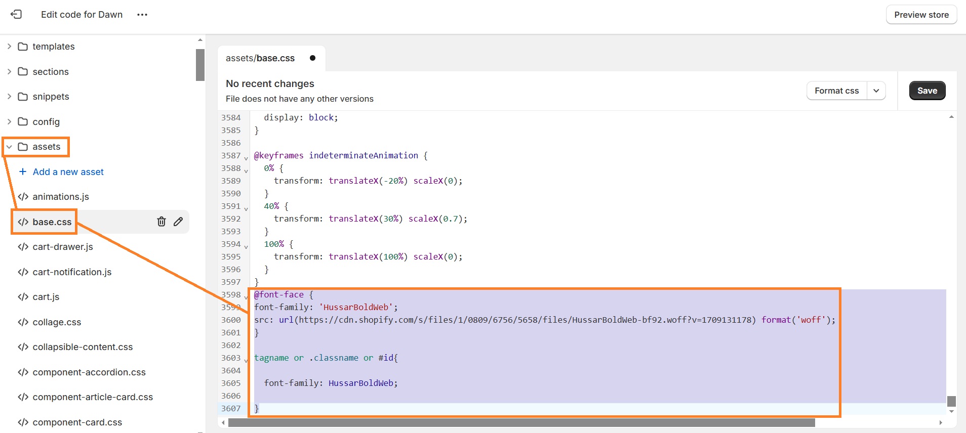 Update CSS file to use custom fonts