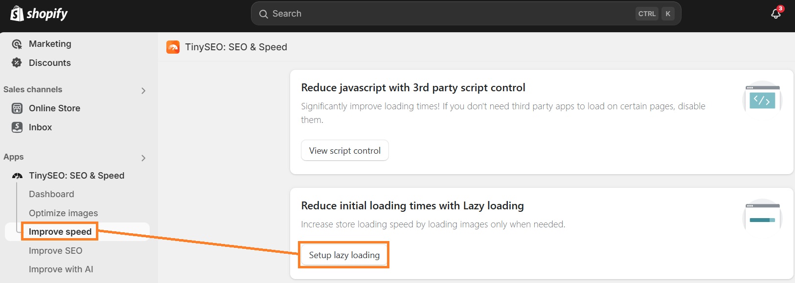 Set up lazy loading on TinySEO