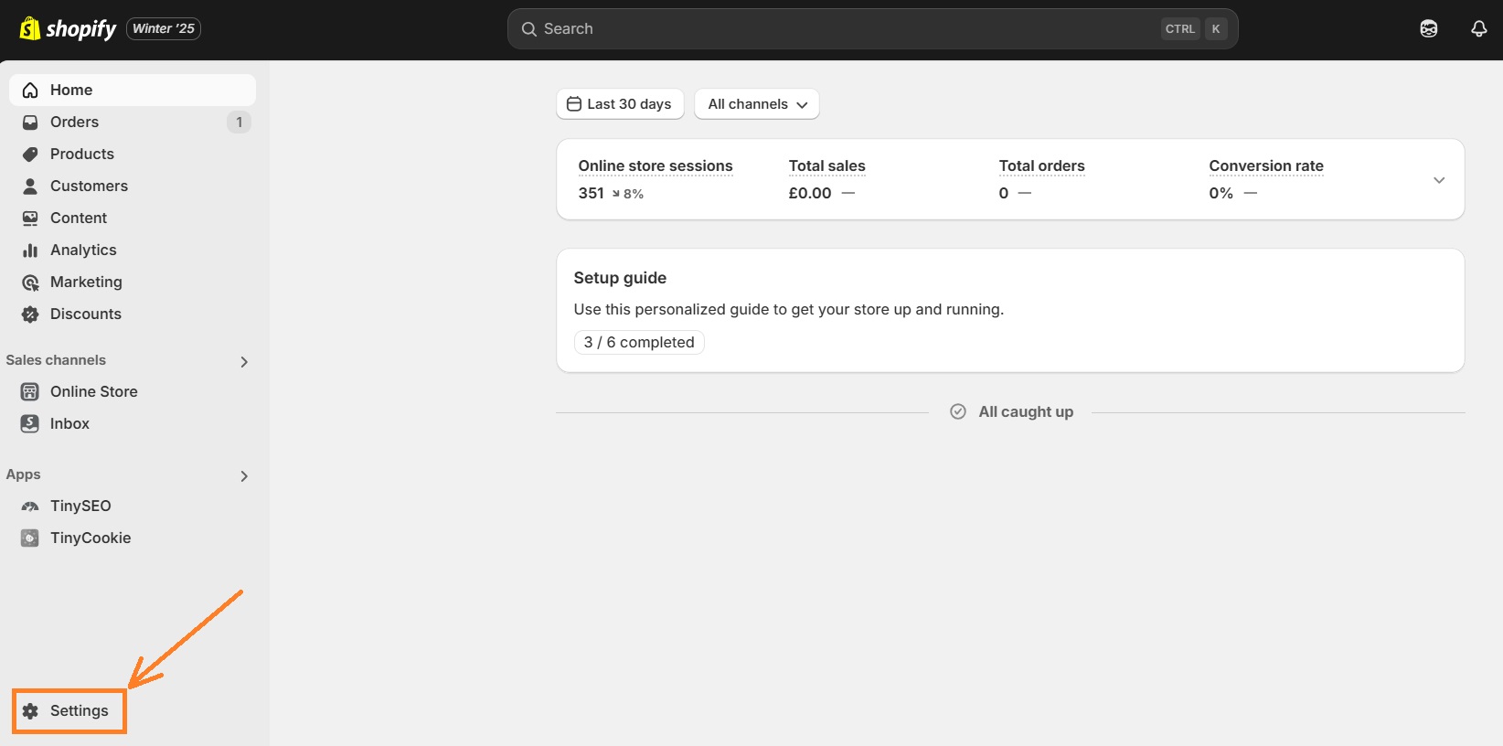 Shopify settings