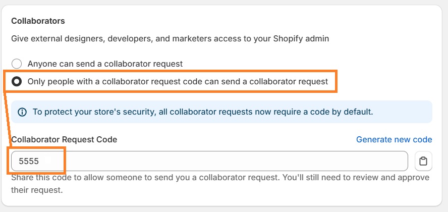 random collaborator request code