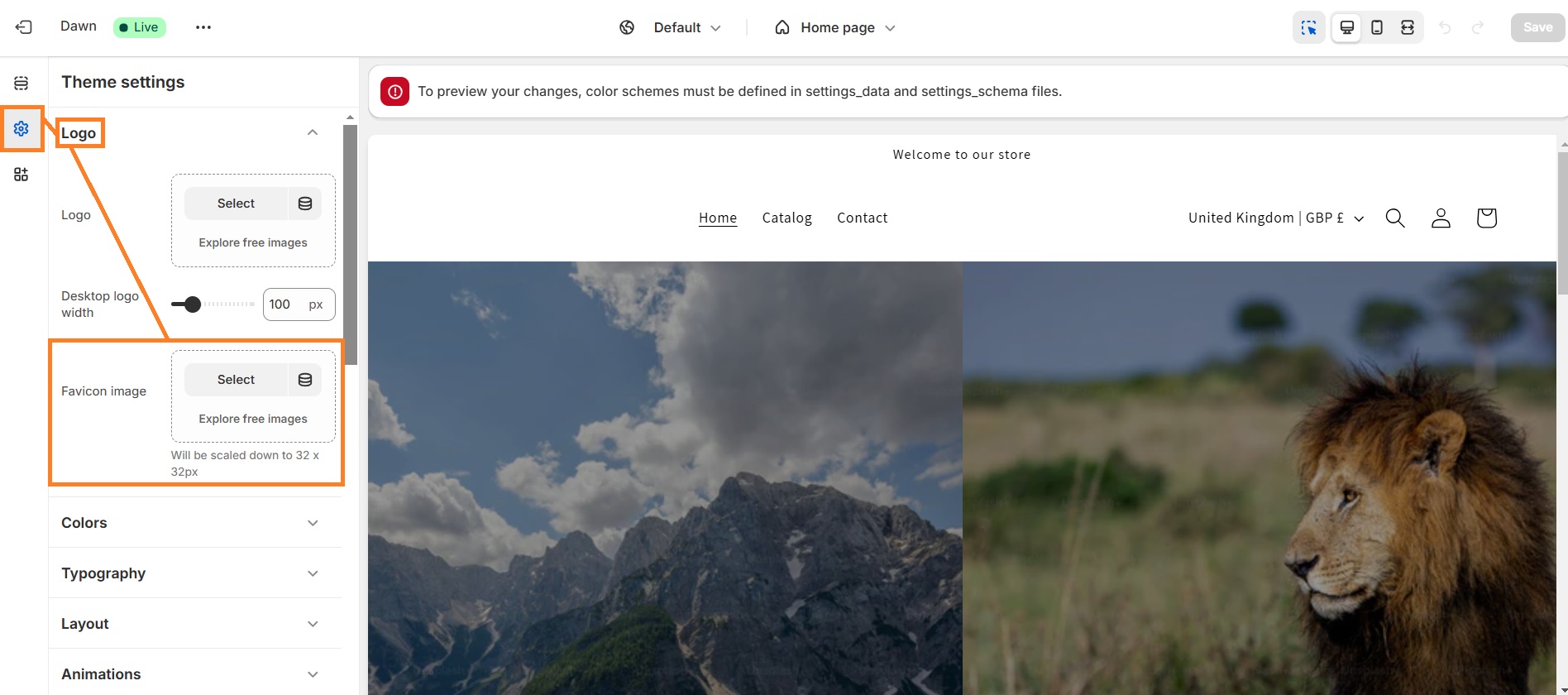 Add Shopify favicon