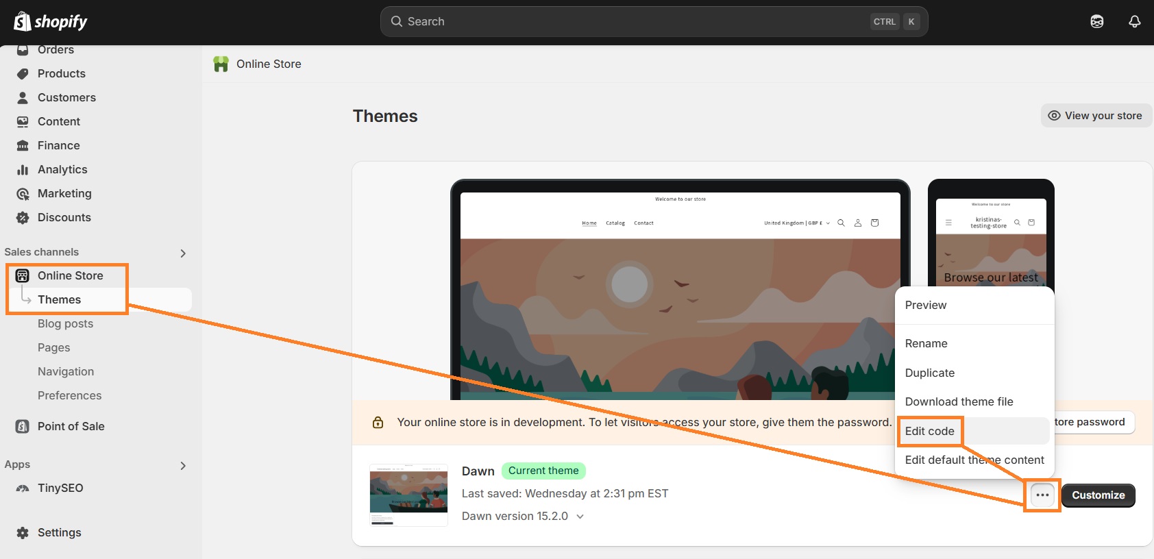 Edit Shopify code