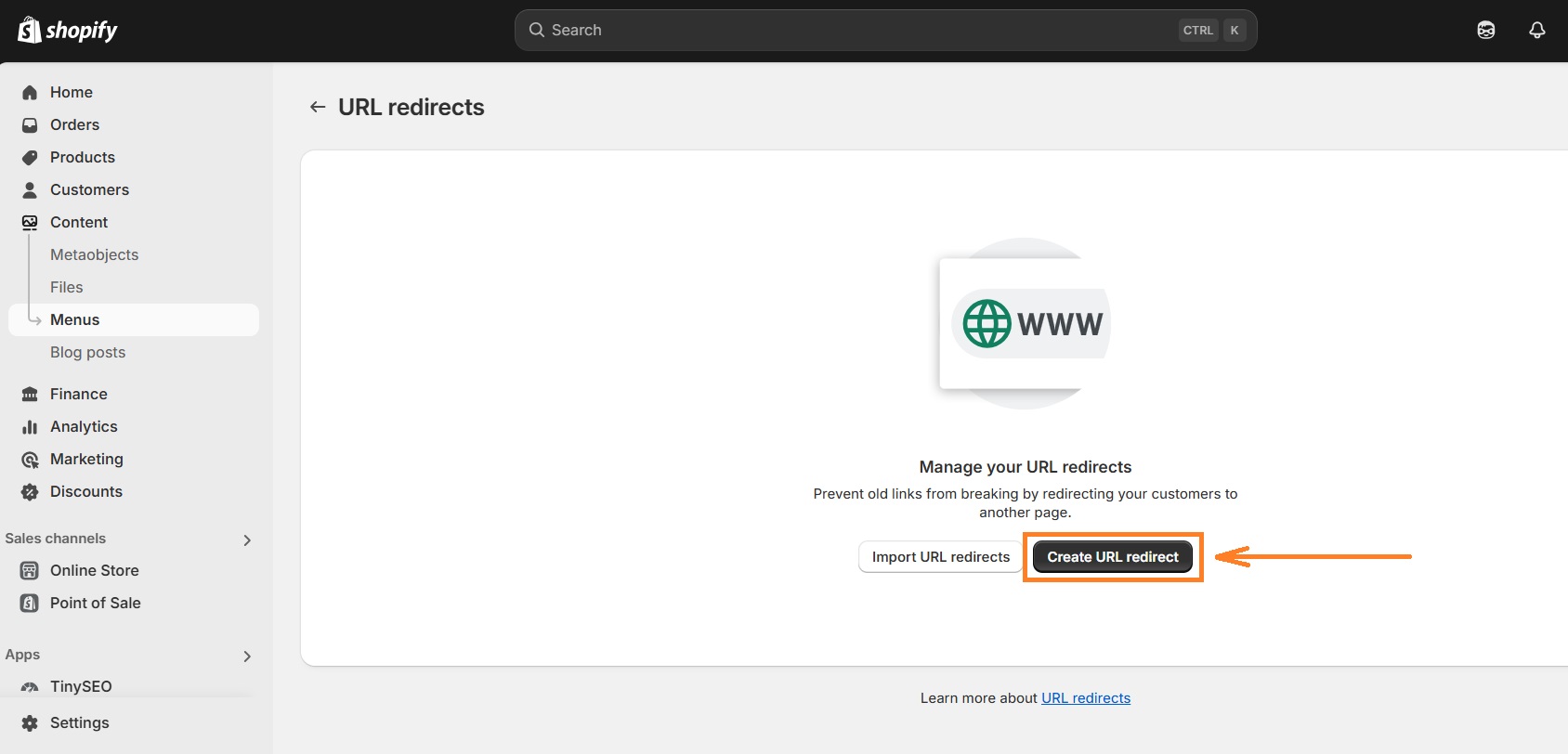 Create URL redirect