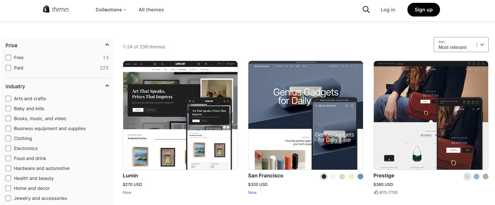 Shopify theme store