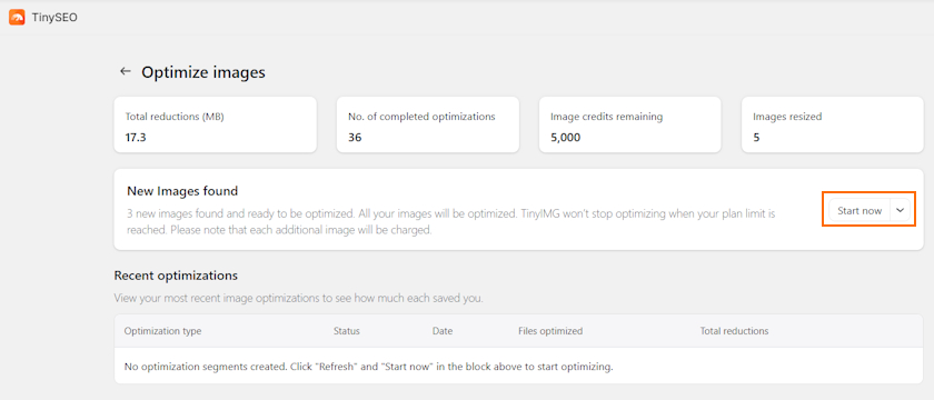 Image optimization with TinySEO