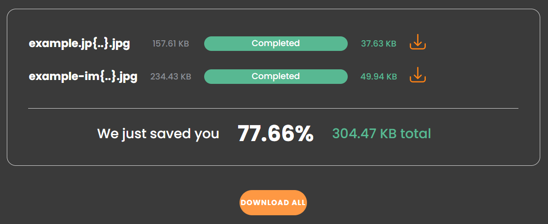 TinySEO image compression results