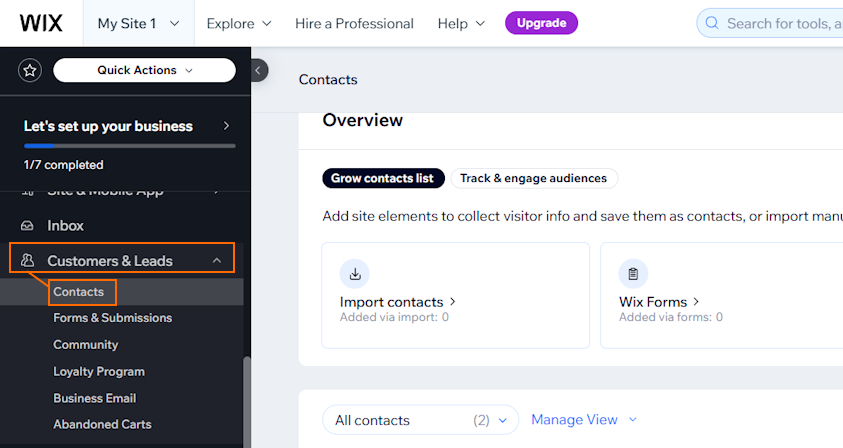 Customers on Wix