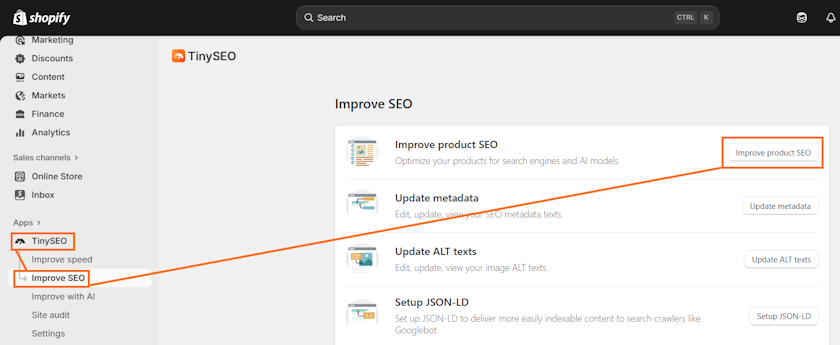 TinySEO improve SEO section