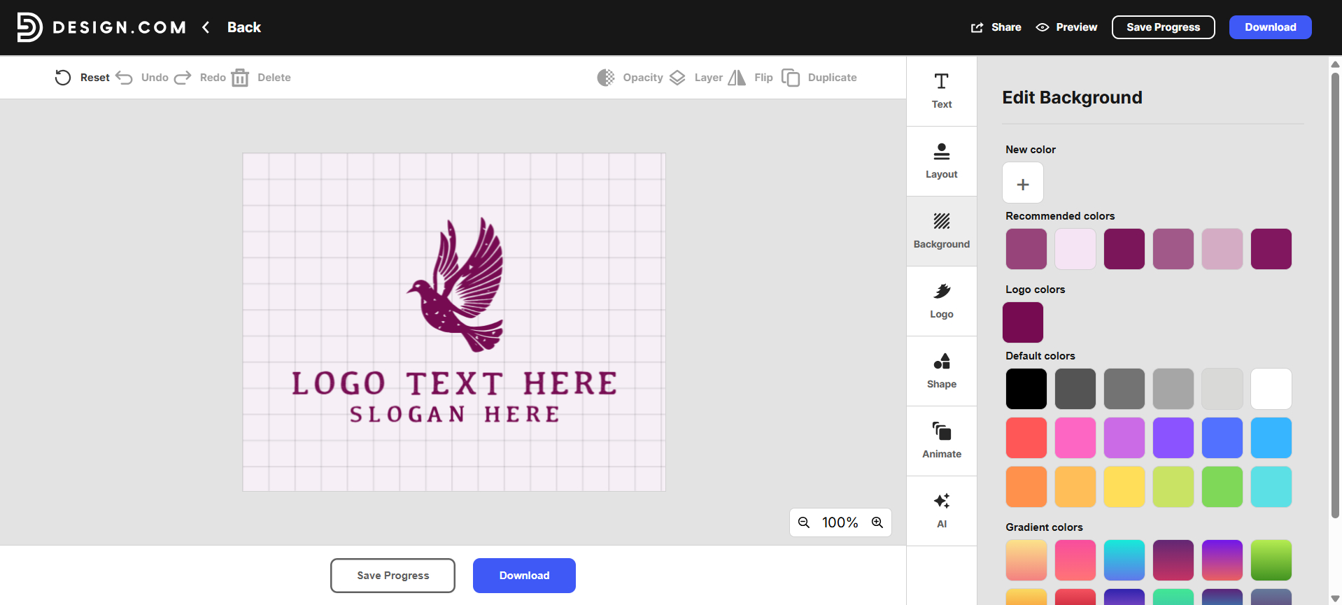 design.com logo maker user interface
