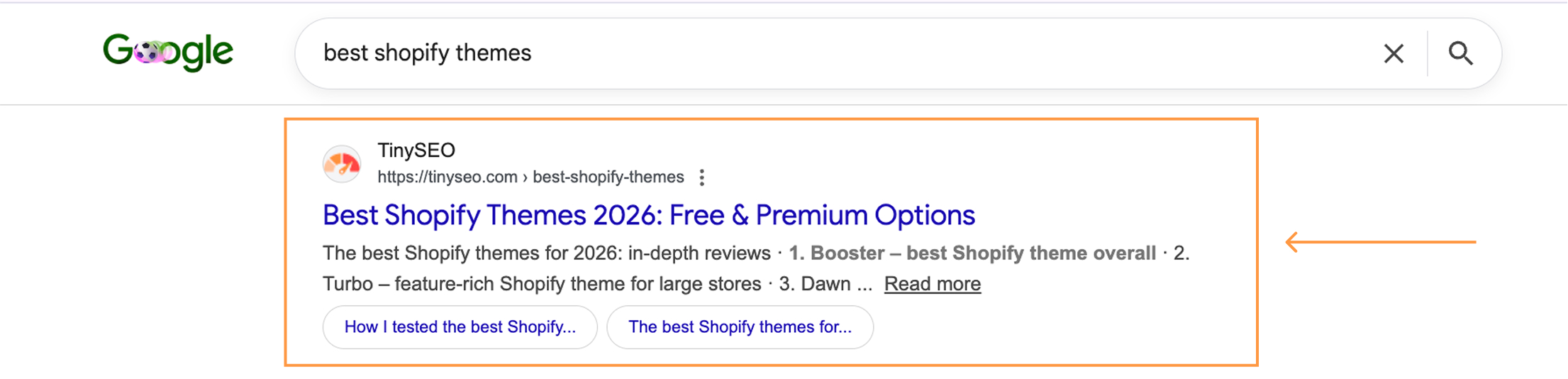 TinySEO ranks in the first SERP