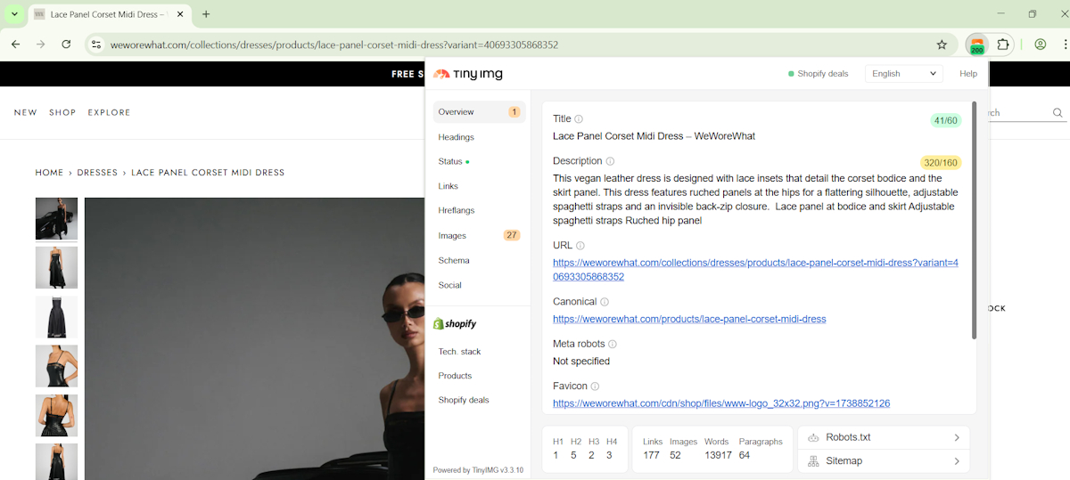 TinySEO Chrome Extension competitor analysis