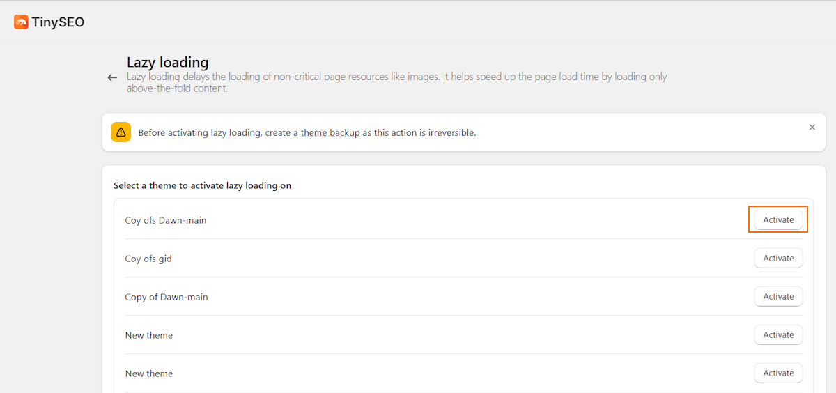 Enable lazy loading with TinySEO
