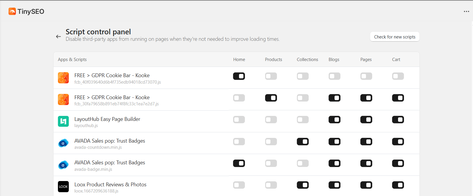 Manage third-party scripts with TinySEO