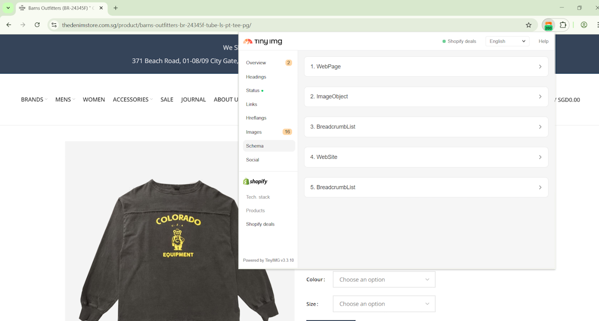 TinySEO Chrome browser extension