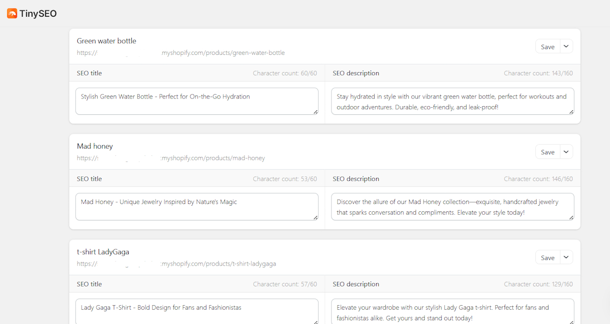 TinySEO metadata bulk editing