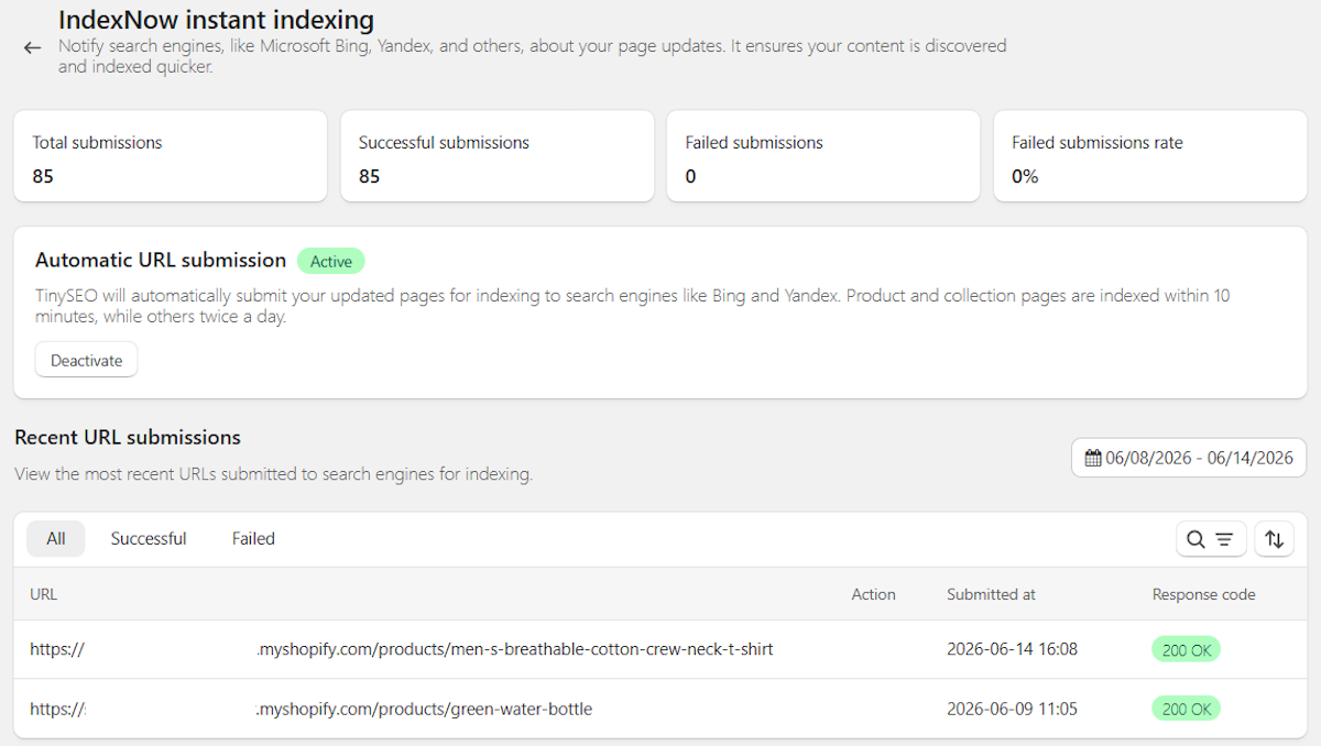 TinySEO IndexNow setup