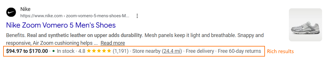 Google rich results example
