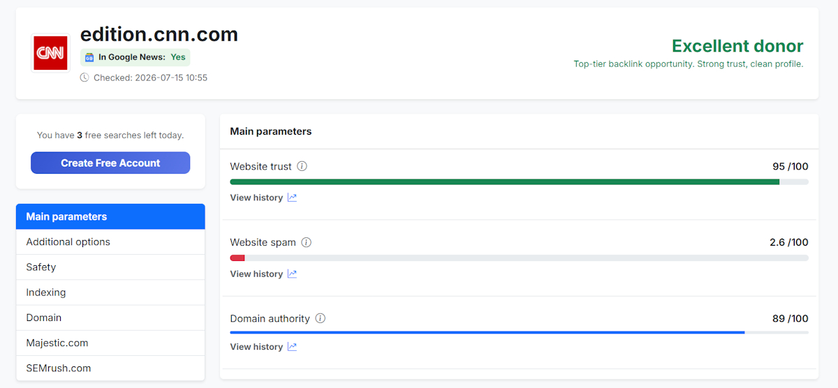 LinkScore example