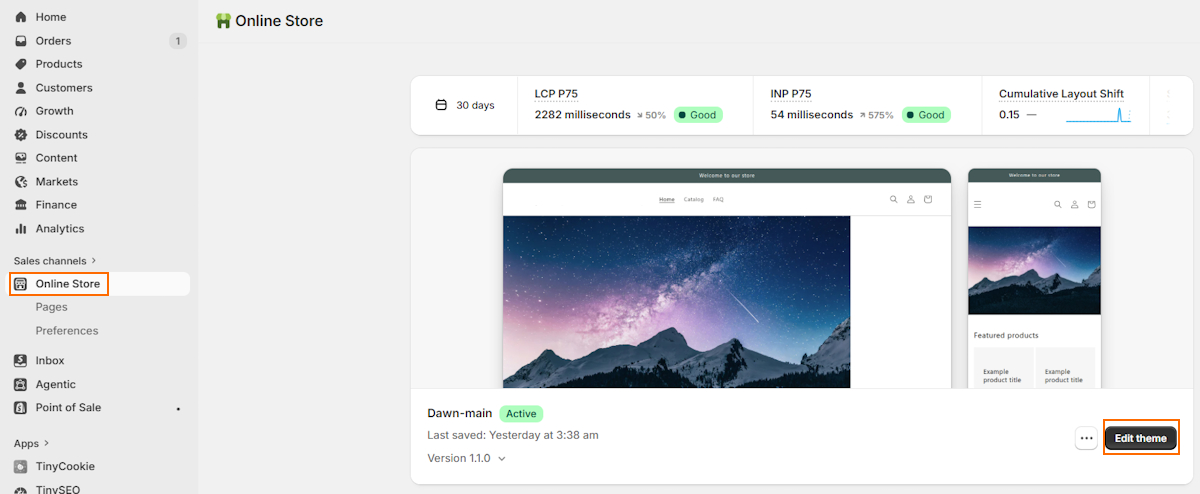 Edit Shopify theme