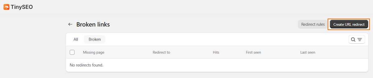 Fix broken links and create redirect with TinySEO
