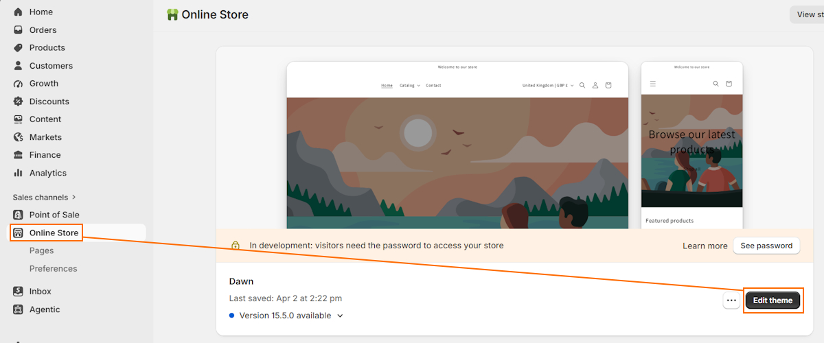 Edit Shopify theme