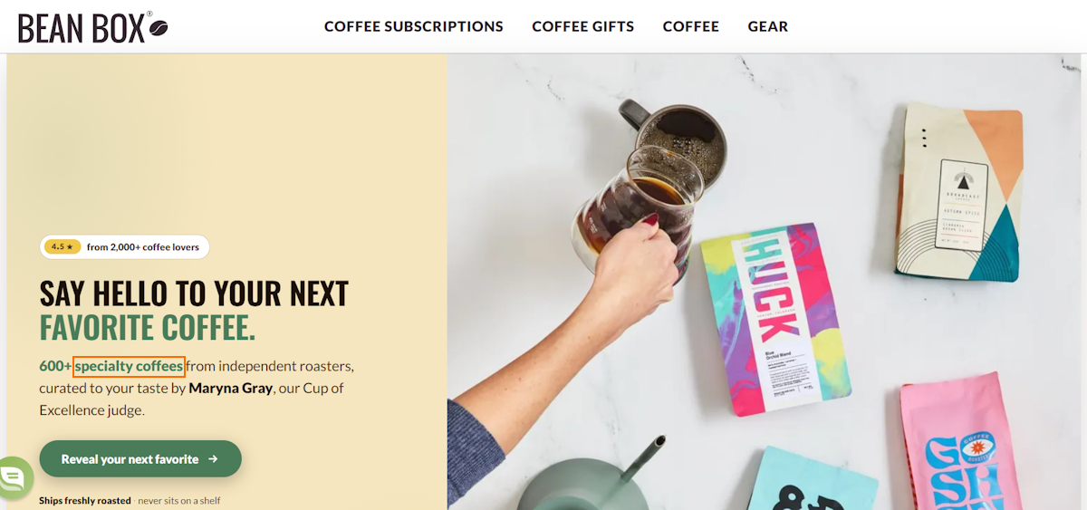 Subscription-based store homepage