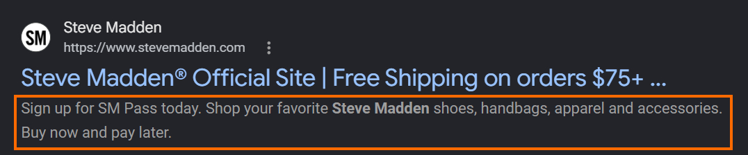 Steve Madden meta description