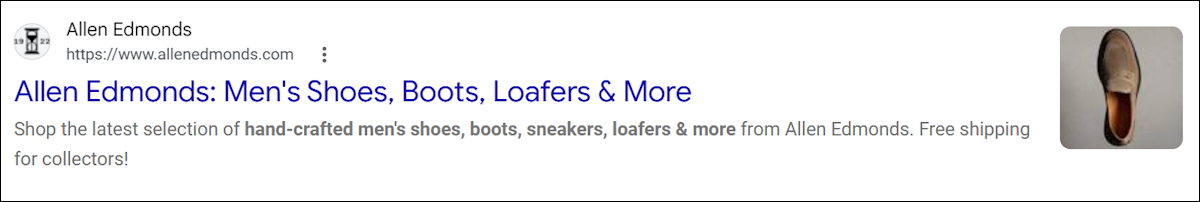 Rich results example on Google