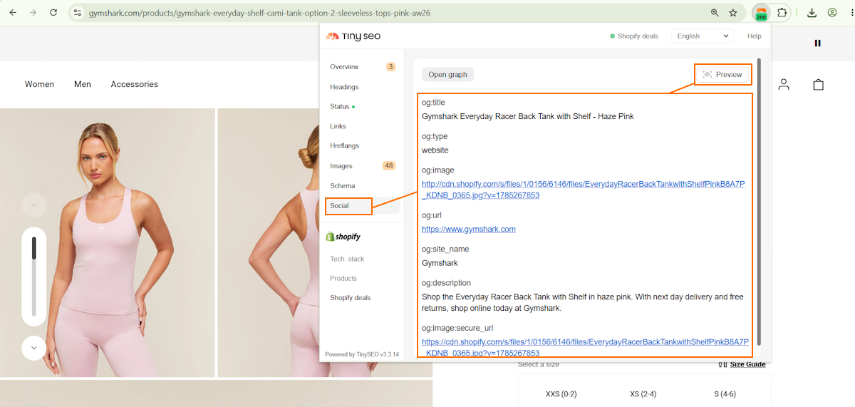 How to check OpenGraph tags with TinySEO