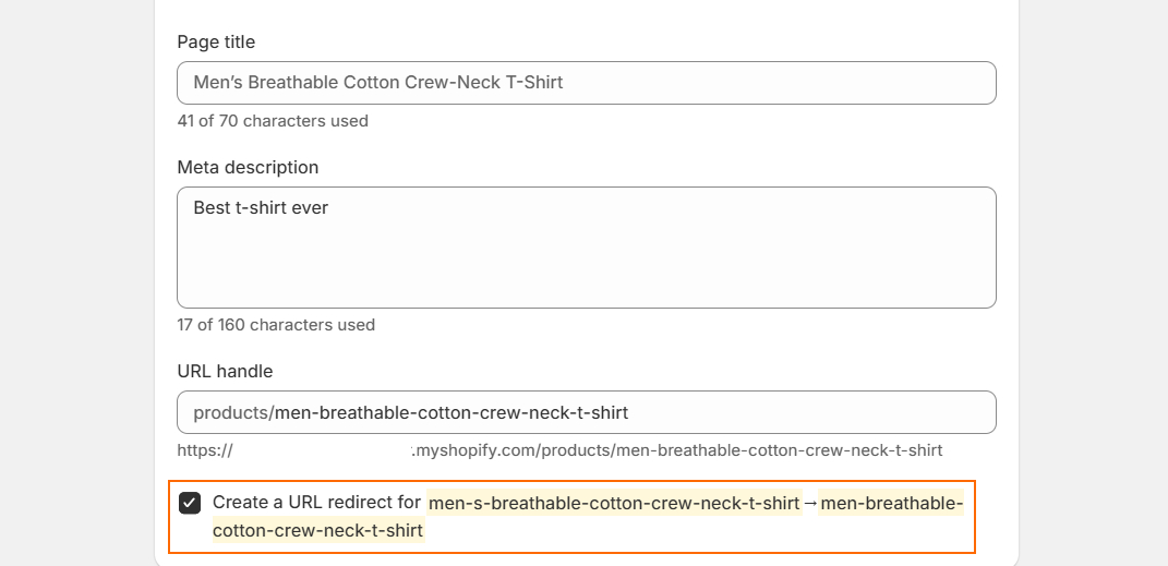 Product URL redirect on Shopify