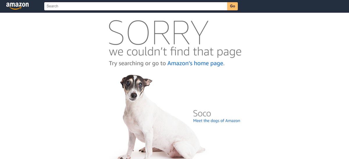 Amazon custom 404 page example