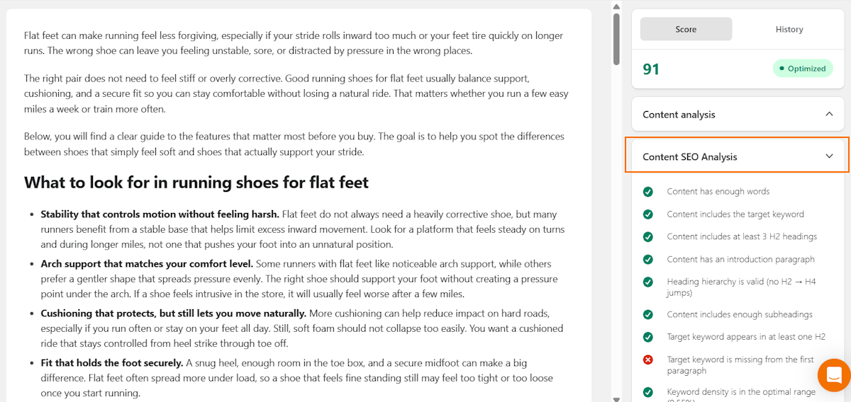 TinySEO blog post seo analysis