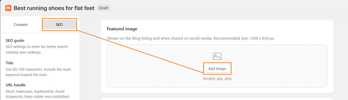 Add feature image to TinySEO blog builder