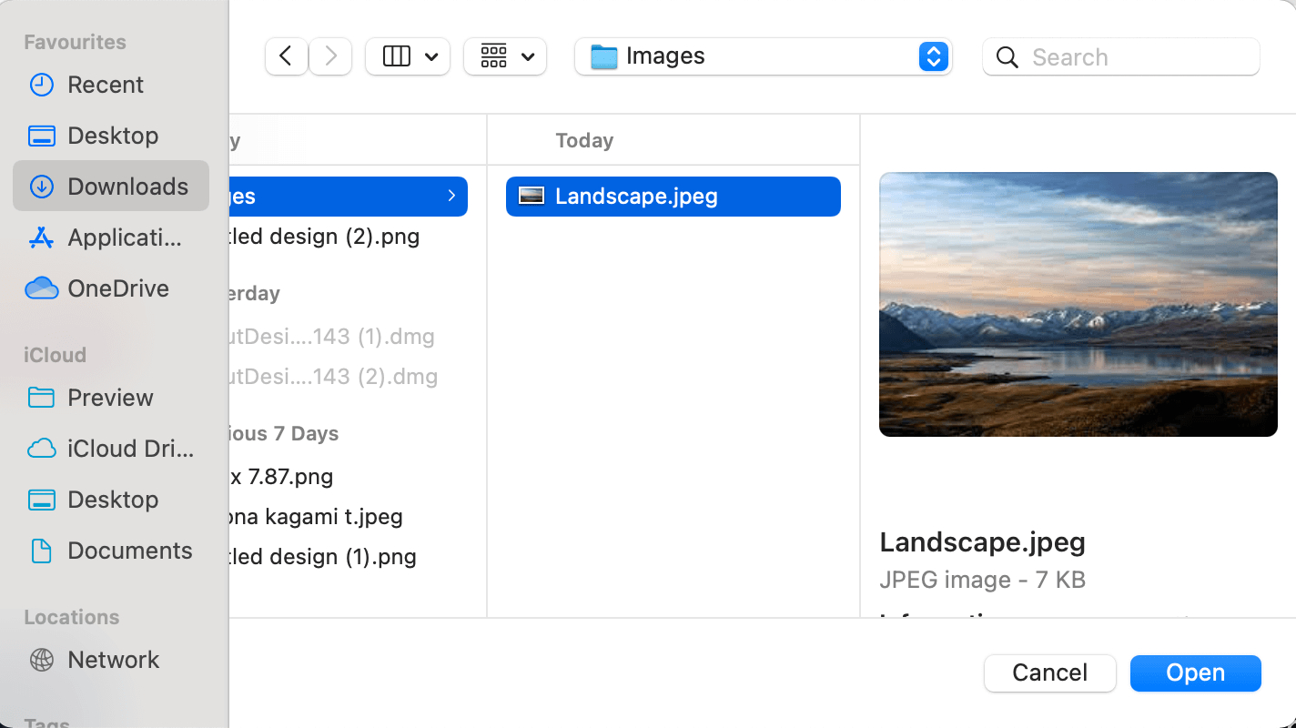 choosing the jpeg file to open in preview app