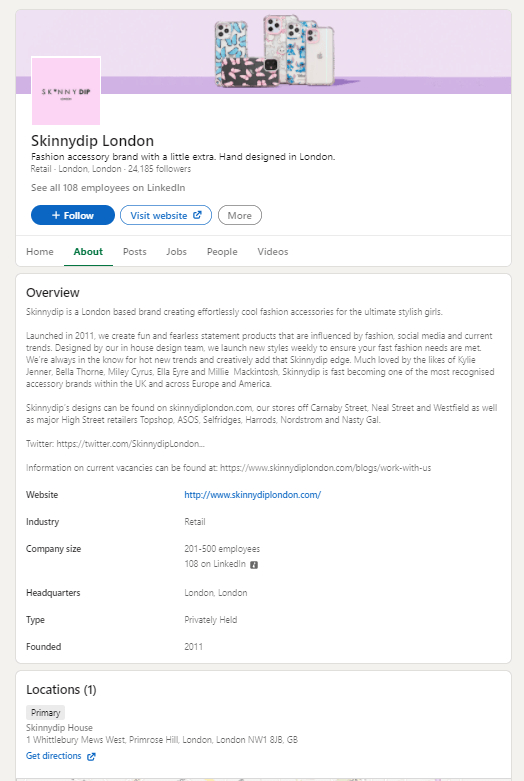 skinnydip-london-linkedin-profile