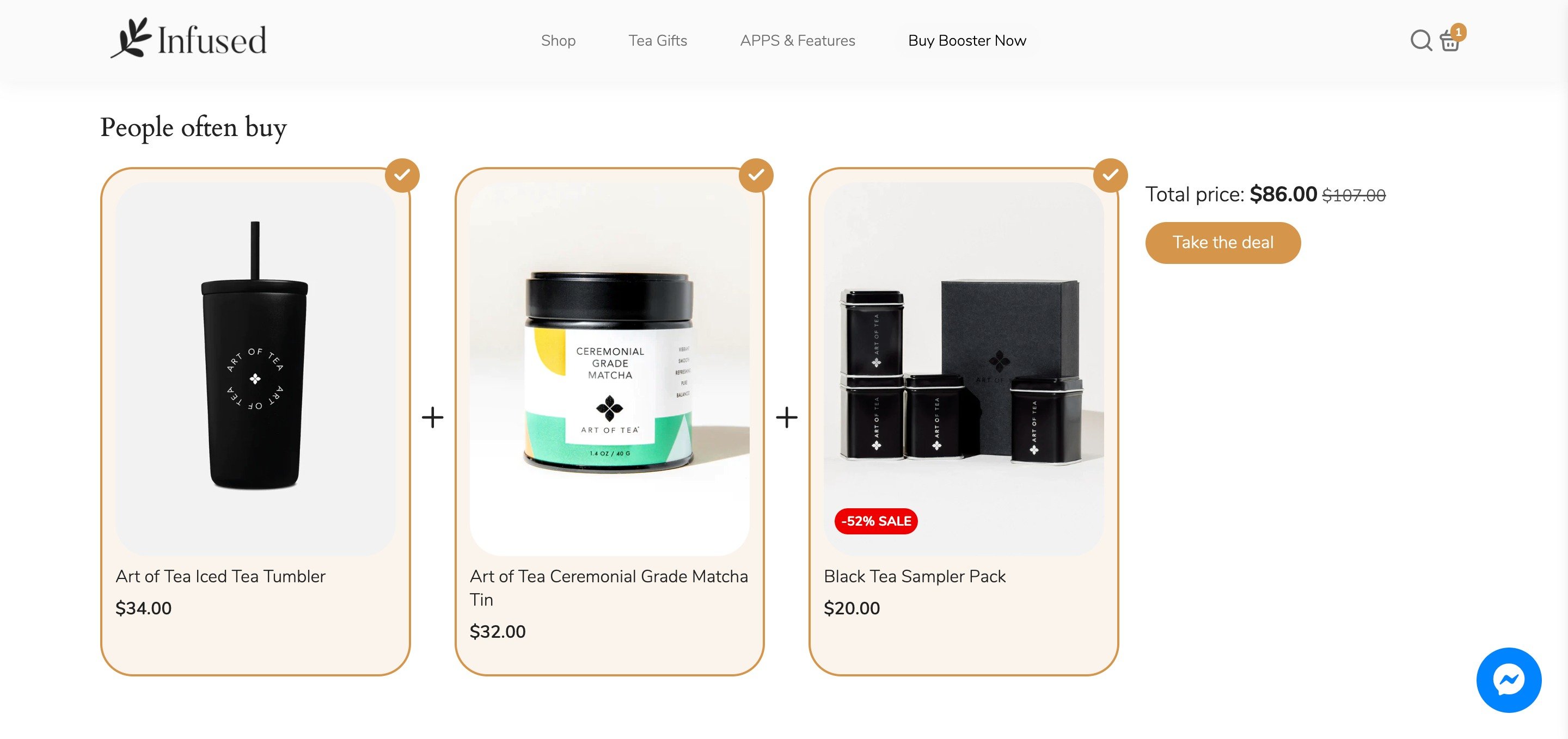 booster shopify theme cross-selling feature example