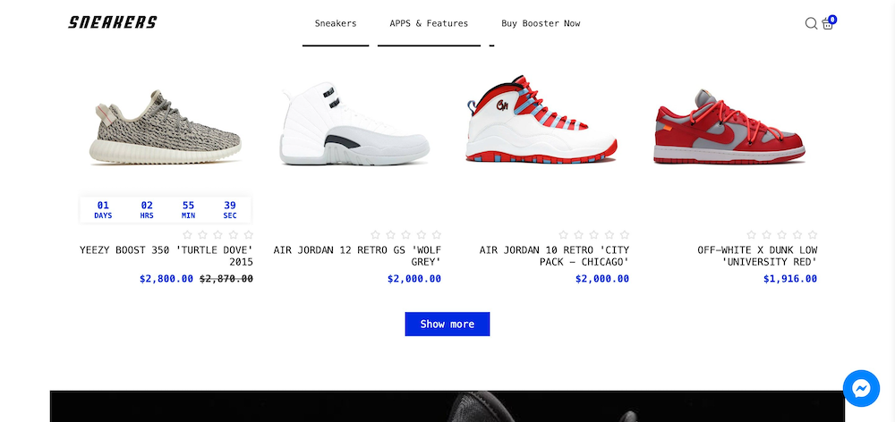 booster shopify theme shoe store preset