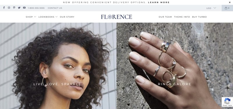 Turbo Shopify theme's Florence preset.
