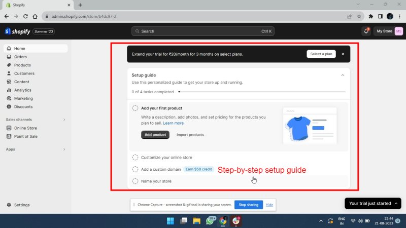 Shopify onboarding steps