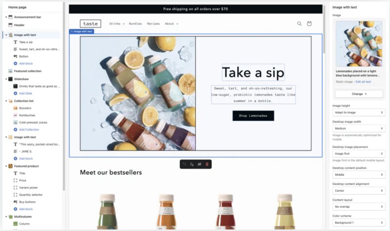 Shopify theme editor