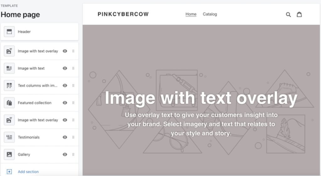 Shopify website editor