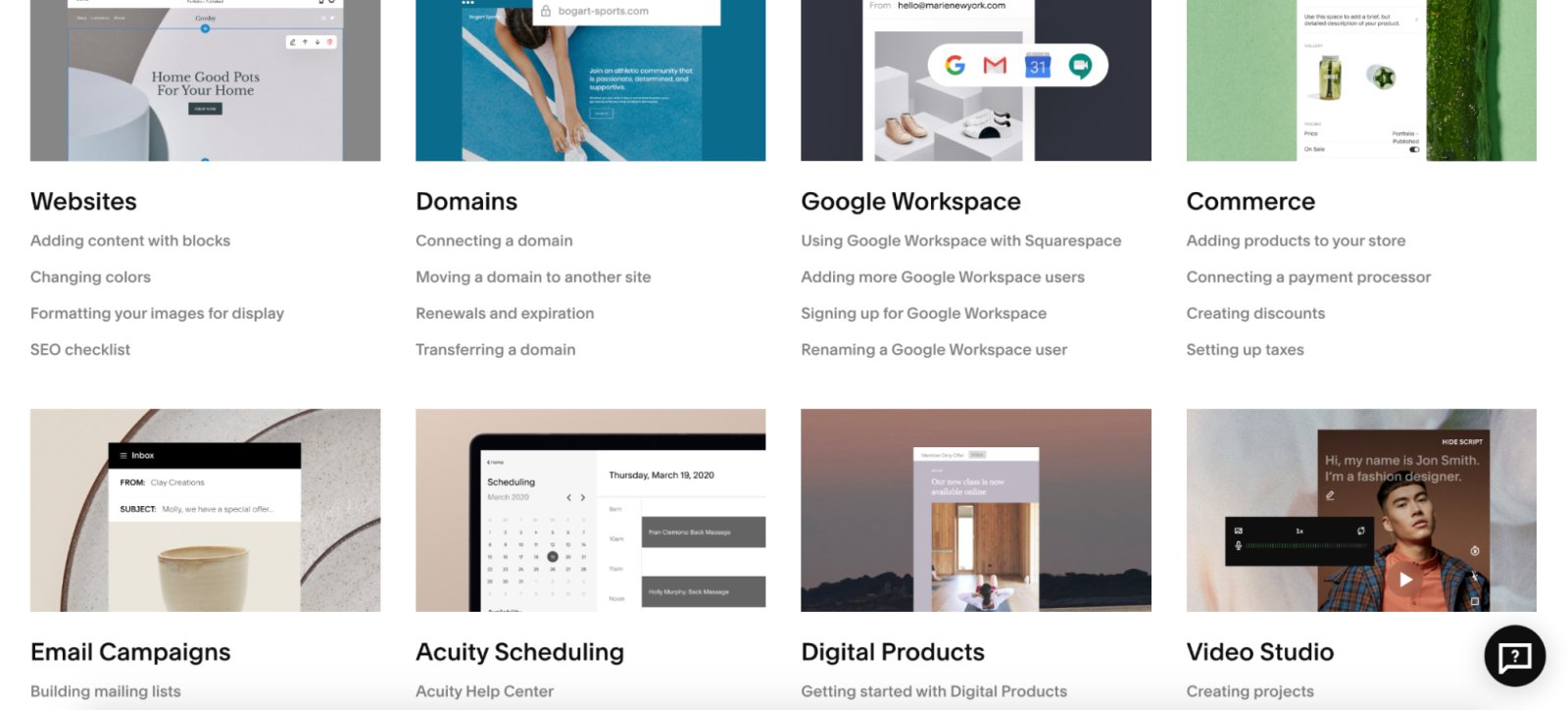 Squarespace help center and documentation